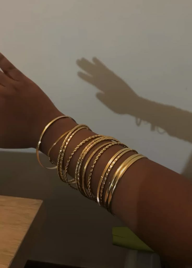 Gold Textured Bangle 6-Pack