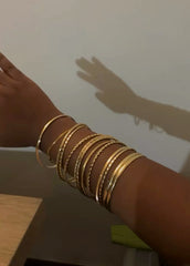 Gold Textured Bangle 6-Pack