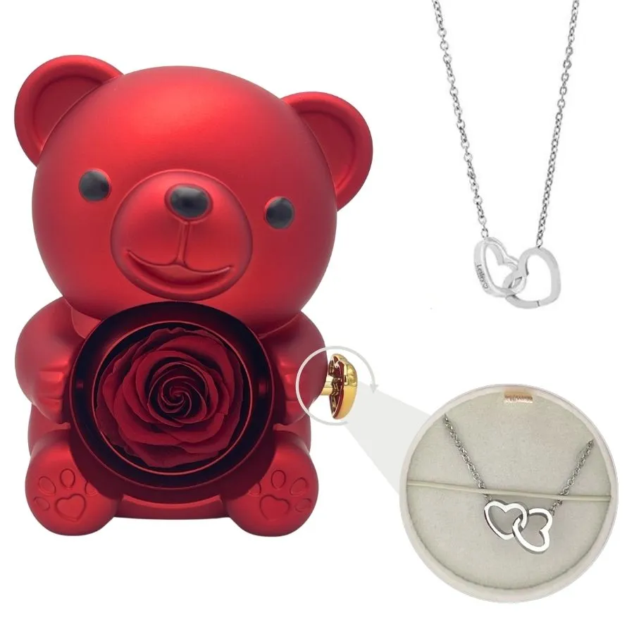 Eternal Rose Bear - W/ Engraved Necklace