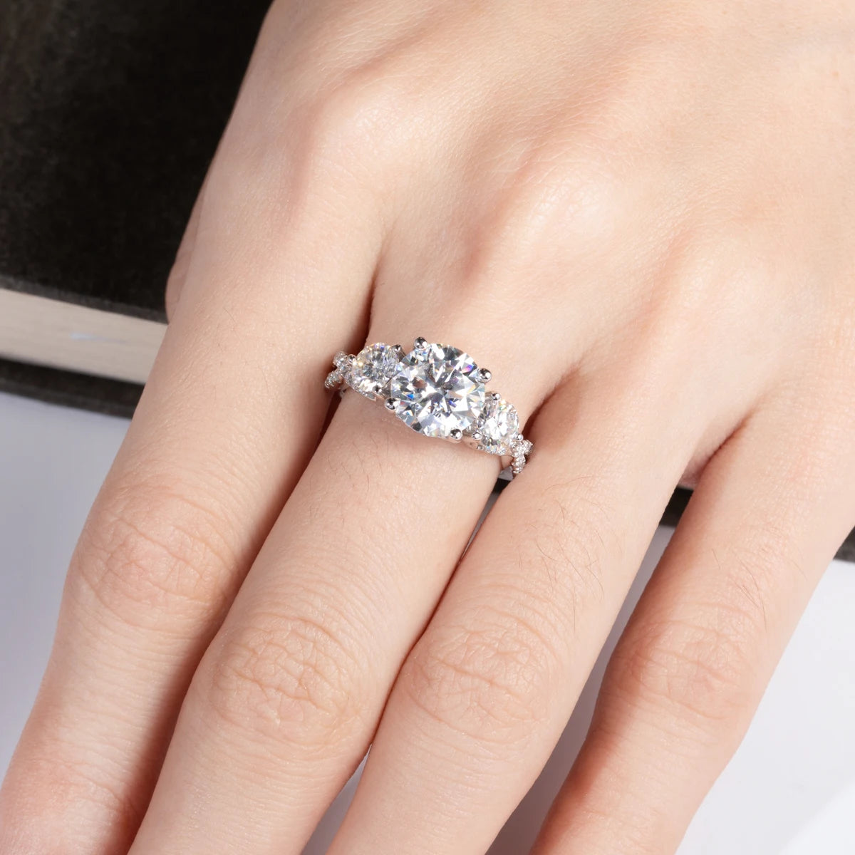 Moissanite Infinity 3 Stone Ring