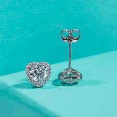 Moissanite Heart Stud Earrings