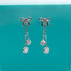 Moissanite Bow Drop Earrings