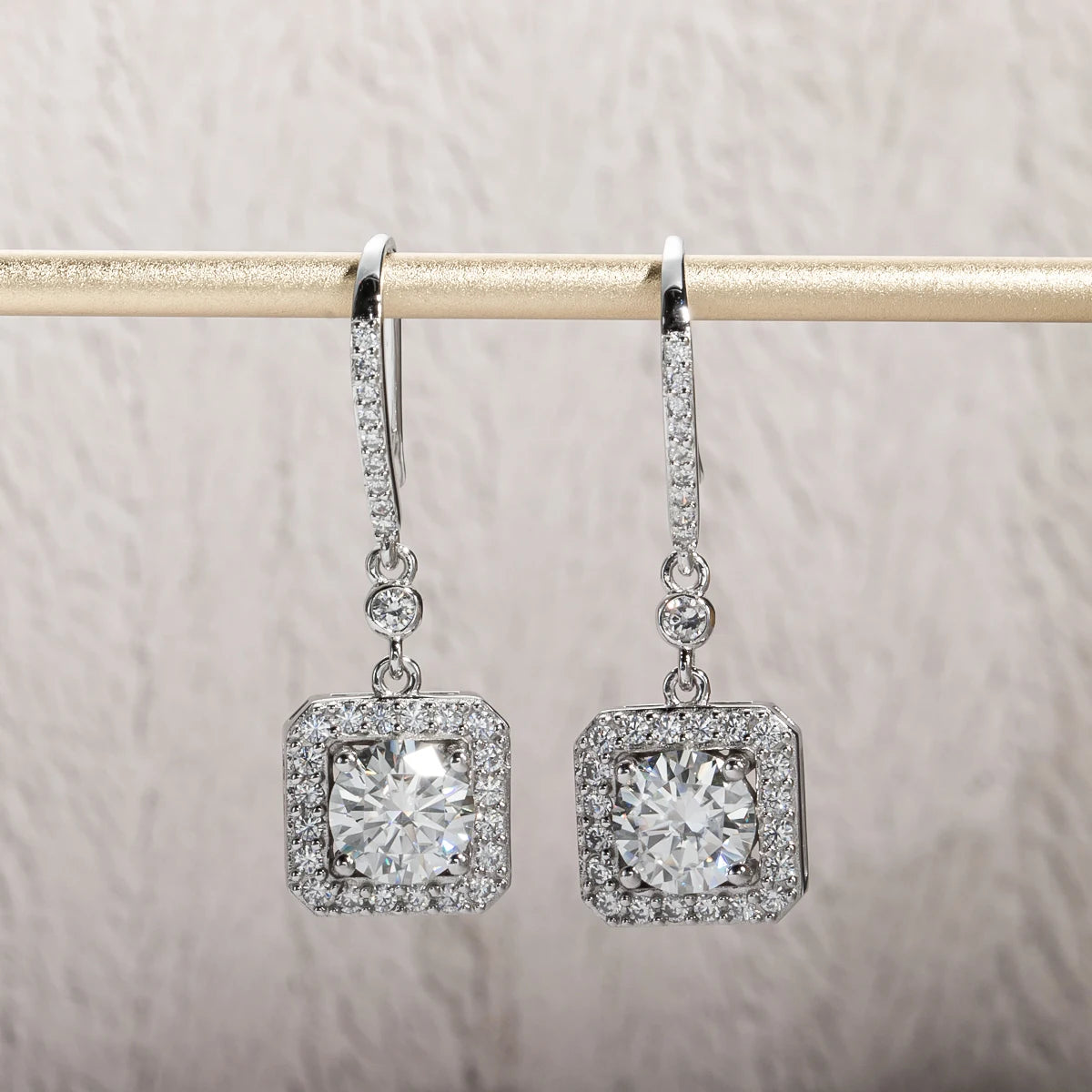 Moissanite Square Drop Earrings