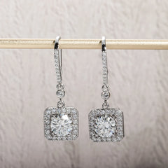 Moissanite Square Drop Earrings