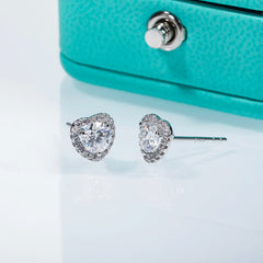 Moissanite Heart Stud Earrings