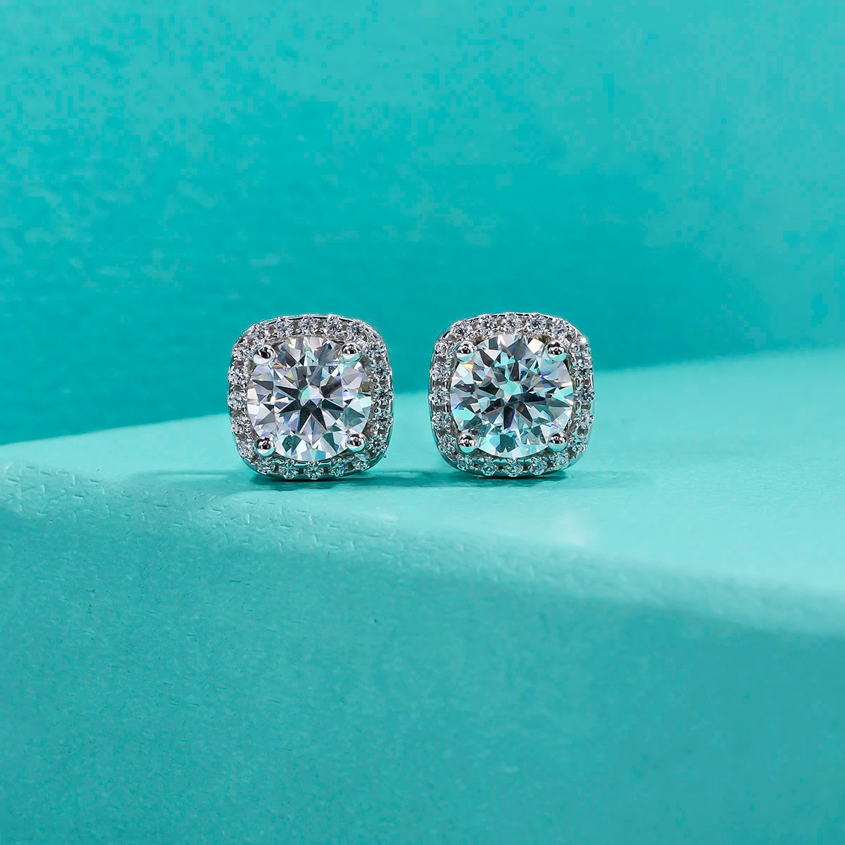 Moissanite Square Stud Earrings