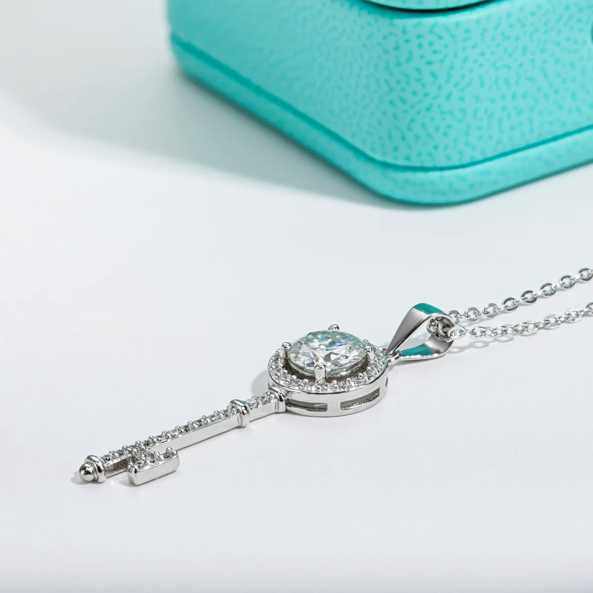 Moissanite Key Pendant Necklace