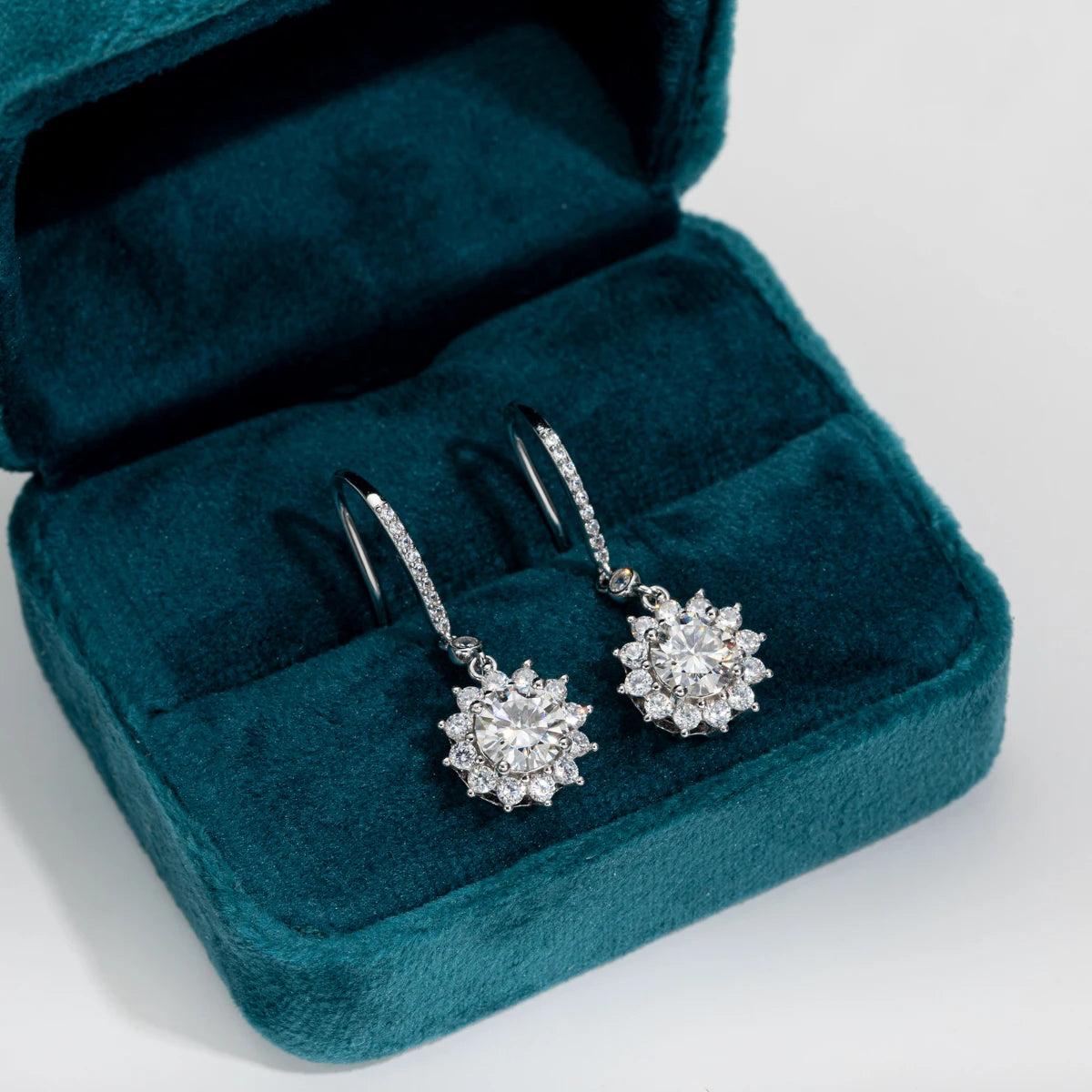 Sunflower Moissanite Drop Earrings