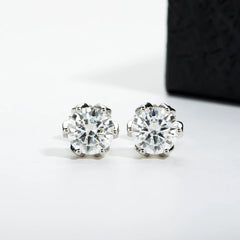 Moissanite Lotus Stud Earrings