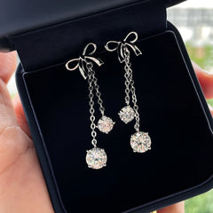 Moissanite Bow Drop Earrings