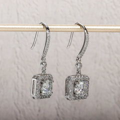 Moissanite Square Drop Earrings