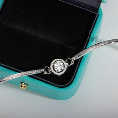 Moissanite O Silver Bracelet