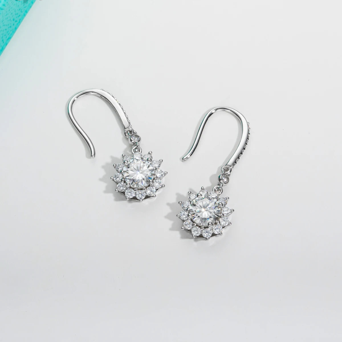 Sunflower Moissanite Drop Earrings