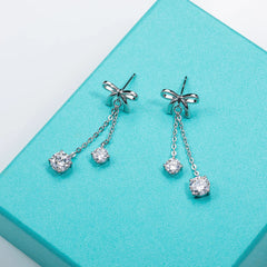 Moissanite Bow Drop Earrings