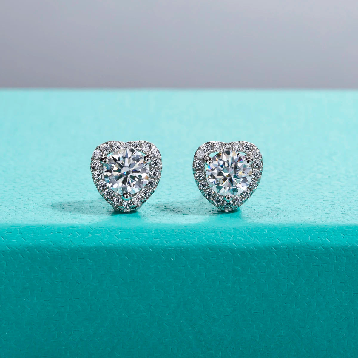 Moissanite Heart Stud Earrings