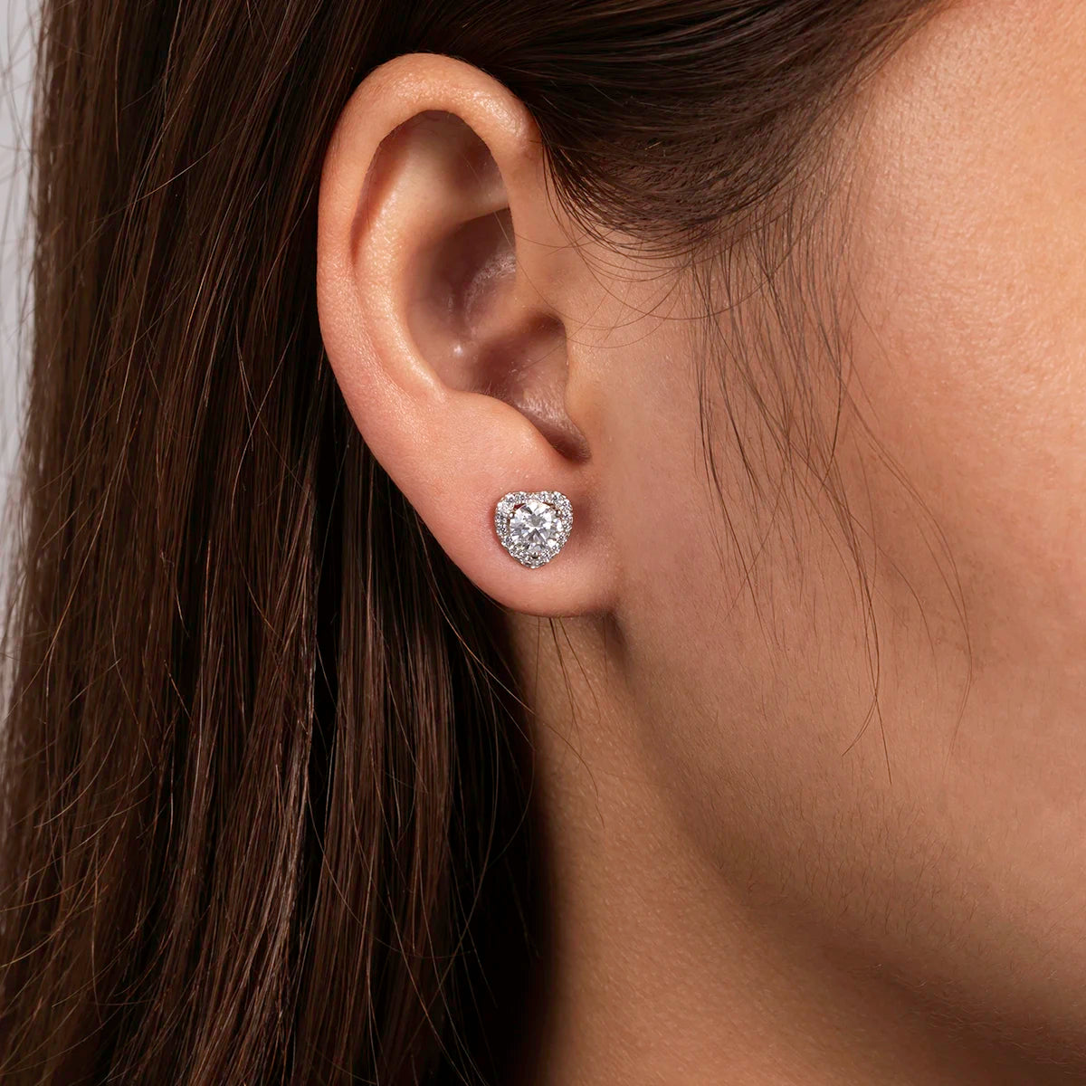 Moissanite Heart Stud Earrings