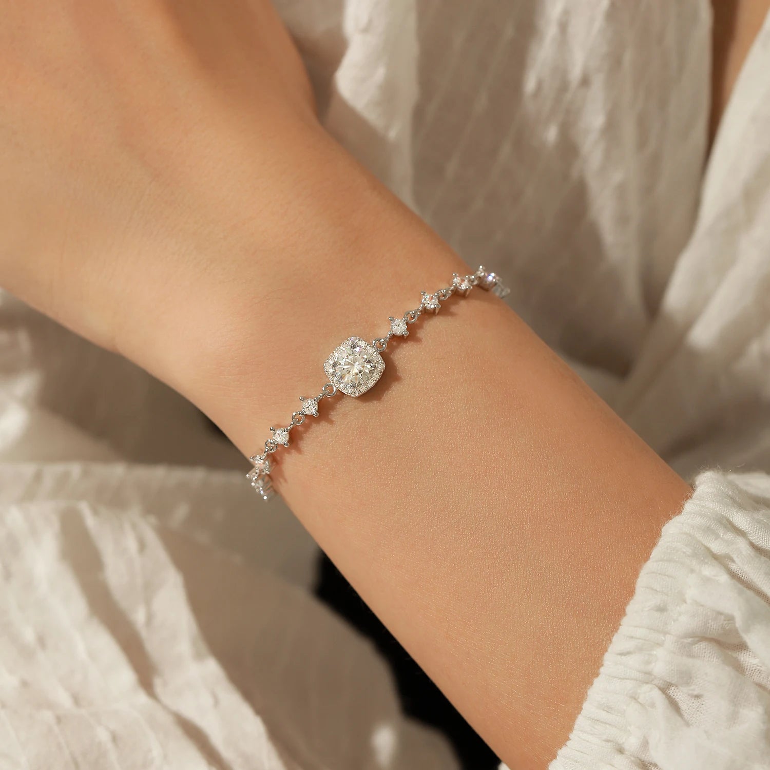 Moissanite Halo Bracelet