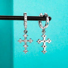 Moissanite Cross Hoop Earrings