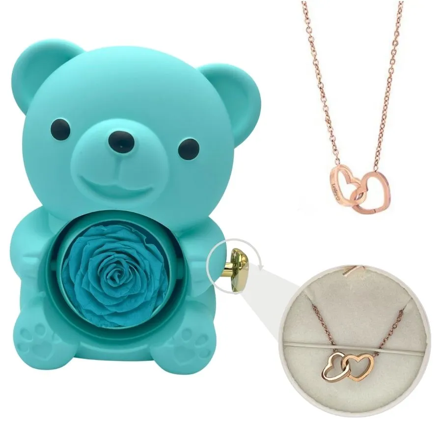 Eternal Rose Bear - W/ Engraved Necklace